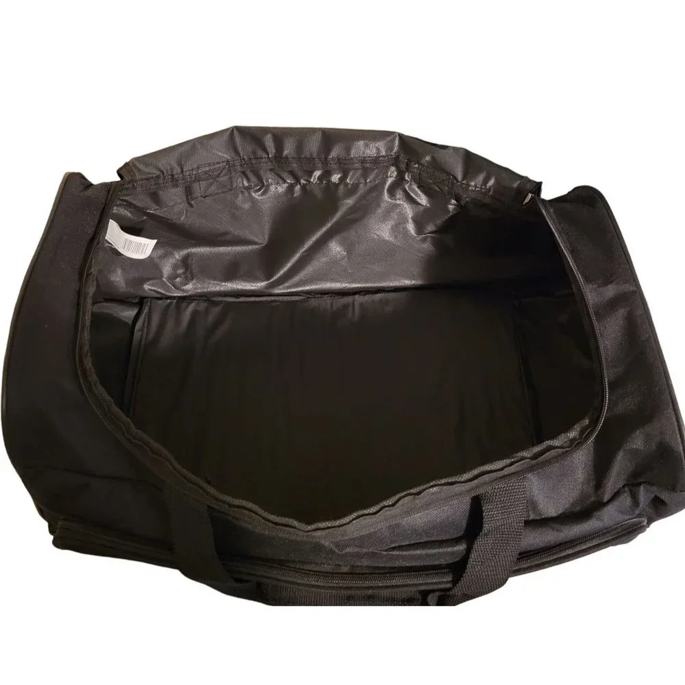 Duffle Bag Black Zipper Opening and Outside Pocket Large 22 x 12 x 12